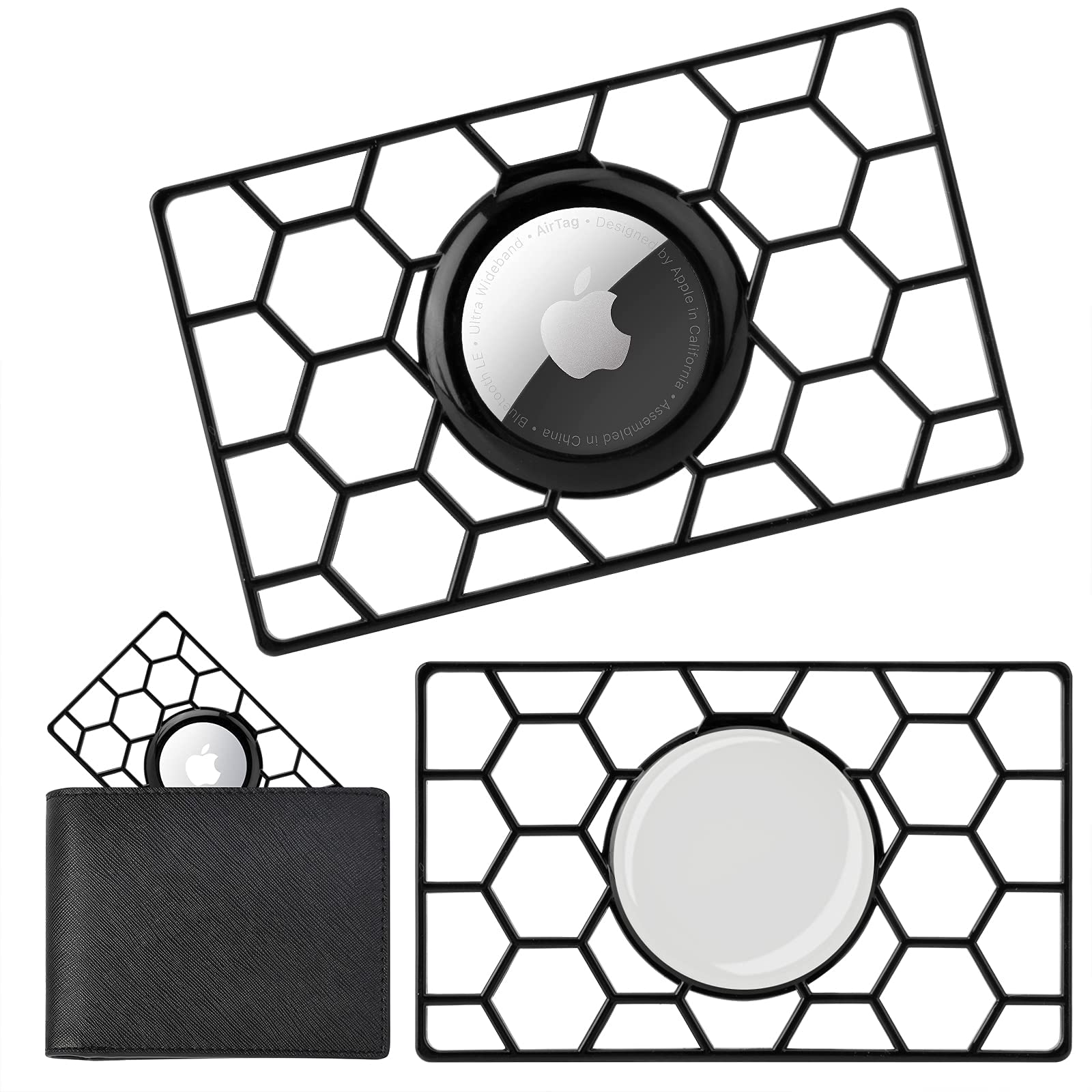 2Pack Wallet Case Holder For Airtag, Slim Thin Card Case Holder For Apple Airtag Size Of A Credit Card For Purse, Handbag, Clutch (Black)